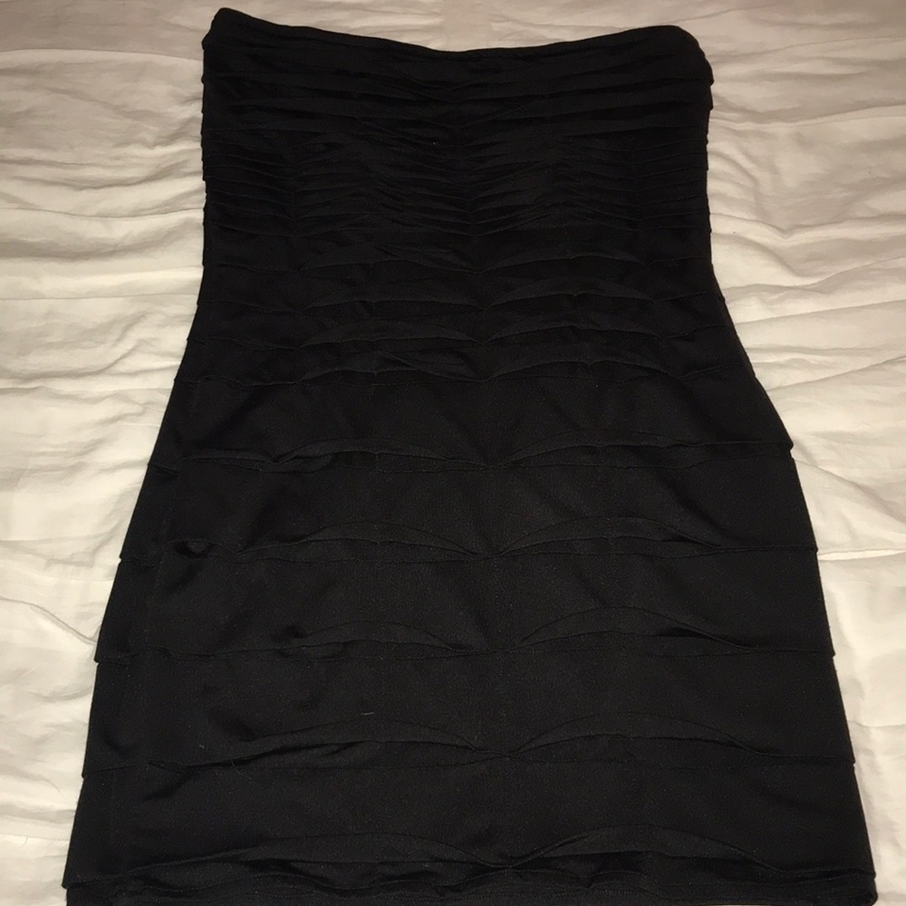 Niki Biki black strapless cocktail dress